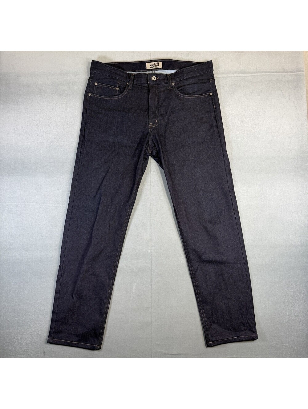 Naked & Famous Easy Guy Jeans Mens 36x30 Blue Dark Wash UltraSoft Stretch Raw